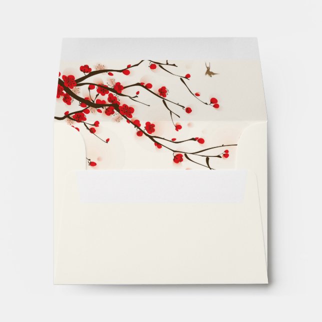 Cherry Blossoms Floral RSVP Envelope with Address (Back (Bottom))