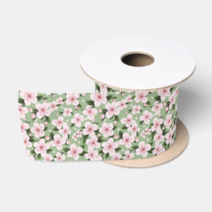 Cherry Blossoms Floral Satin Ribbon