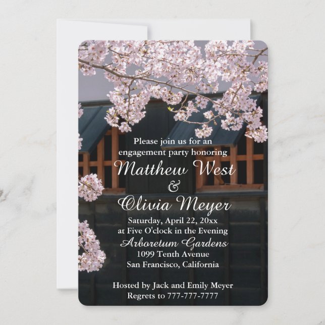 Cherry Blossoms Flower Engagement Party Invitation (Front)