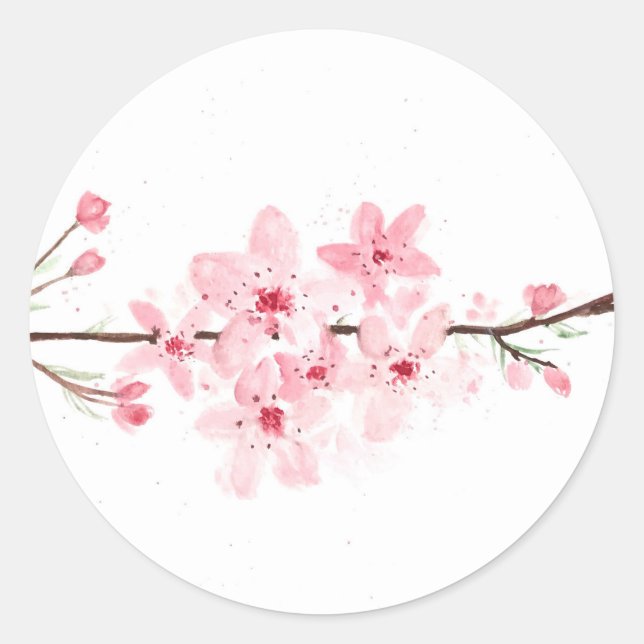 Cherry blossoms flowers classic round sticker (Front)
