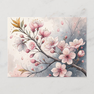 Cherry Blossoms Flowers, Invitation Postcard