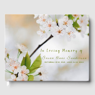 Cherry Blossoms Funeral Memorial Guest Book