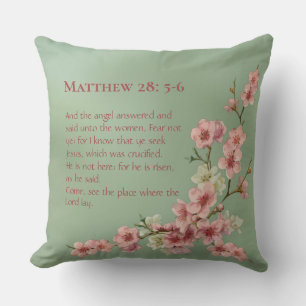 Cherry Blossoms in Pink and Teal Cushion