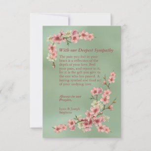 Cherry Blossoms in Pink and Teal Sympathy Card