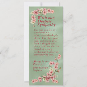 Cherry Blossoms in Pink and Teal Sympathy Card