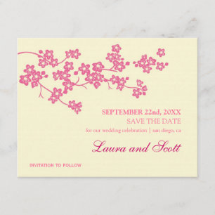 Cherry Blossoms in Pink Save The Date Invitation
