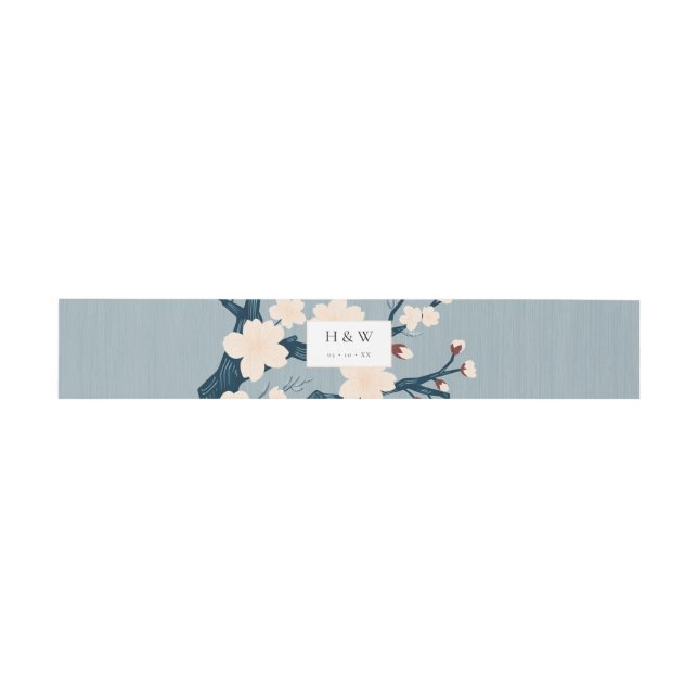Cherry blossoms japandi wedding invitation  belly band (Flat)