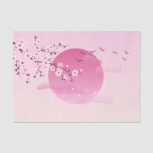 Cherry Blossoms Japanese Landscape Pink Tissue Paper