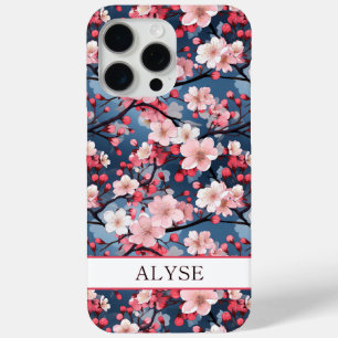 Cherry Blossoms Japanese Sakura Monogrammed iPhone 15 Pro Max Case