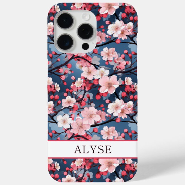 Cherry Blossoms Japanese Sakura Monogrammed Case-Mate iPhone Case (Back)