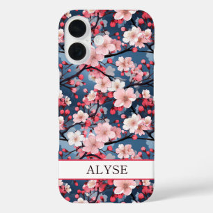 Cherry Blossoms Japanese Sakura Monogrammed iPhone 16 Case