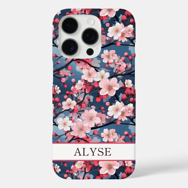 Cherry Blossoms Japanese Sakura Monogrammed Case-Mate iPhone Case (Back)