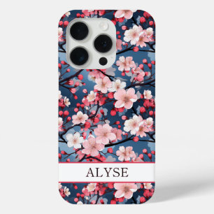 Cherry Blossoms Japanese Sakura Monogrammed iPhone 15 Pro Case