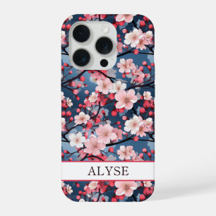 Cherry Blossoms Japanese Sakura Monogrammed iPhone 15 Pro Case