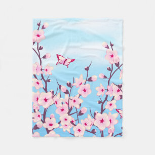 Cherry Blossoms Landscape Fleece Blanket