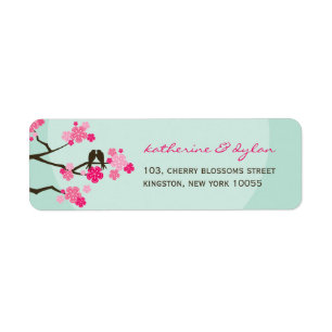 Cherry Blossoms Love Birds Wedding Address Labels