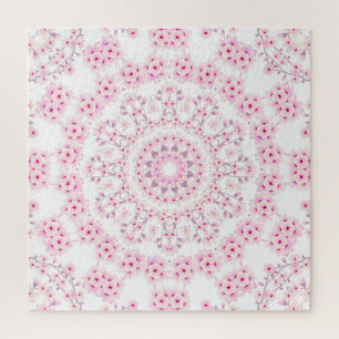 Cherry Blossoms Mandala Pink Jigsaw Puzzle