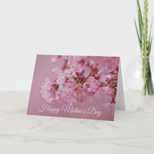 Cherry Blossoms Mother's Day Pale Pink Reflections Card (Front)