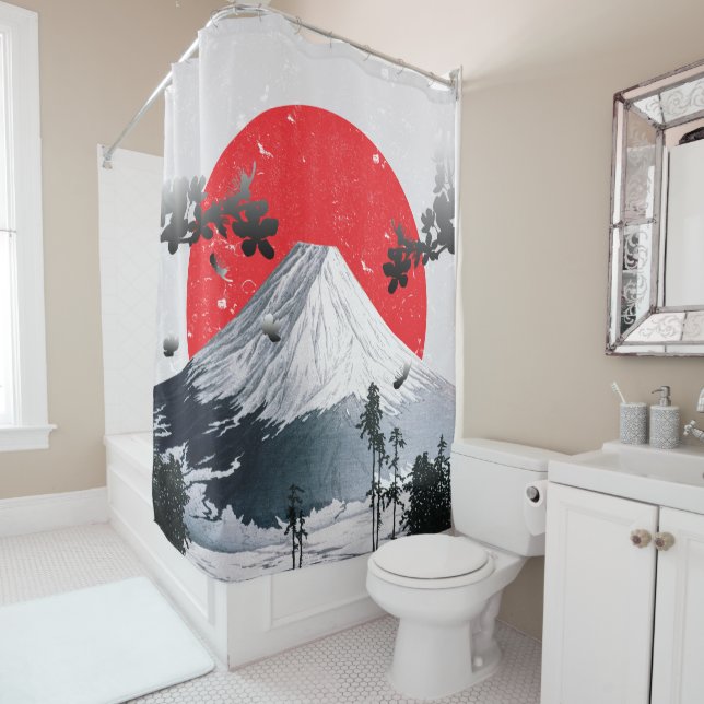 Cherry Blossoms Mount Fuji Japan Shower Curtain (In Situ)