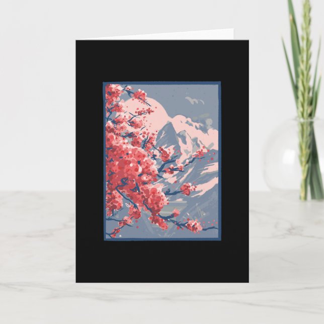 Cherry Blossoms Mountain Card (Front)