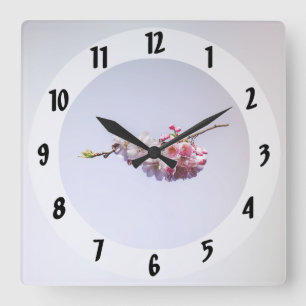 Cherry Blossoms on a Branch Square Wall Clock