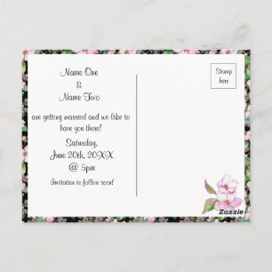 Cherry Blossoms On Black Save The Date Postcard