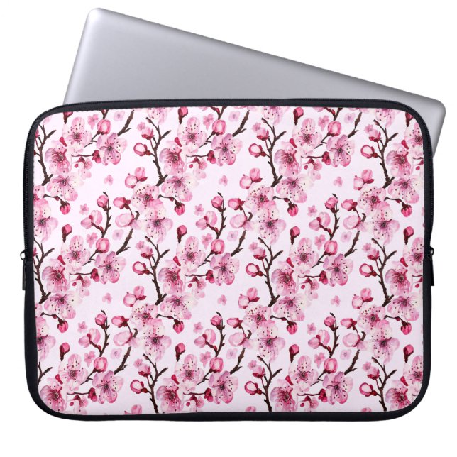 Cherry Blossoms on Branches Laptop Sleeve (Front)