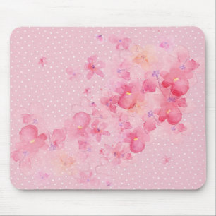 Cherry Blossoms on Dots Mouse Pad