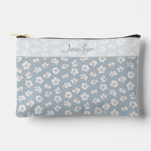 Cherry Blossoms on Light Blue with Name Accessory Pouch