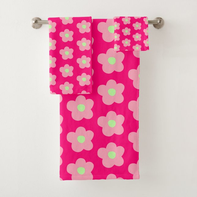 Cherry Blossoms on Pink Bath Towel Set (Insitu)