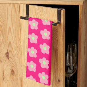 Cherry Blossoms on Pink Tea Towel