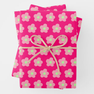 Cherry Blossoms on Pink Wrapping Paper Sheet