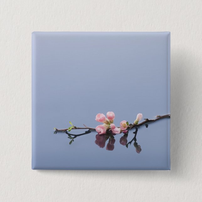 Cherry blossoms on water 15 cm square badge (Front)