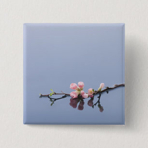 Cherry blossoms on water 15 cm square badge