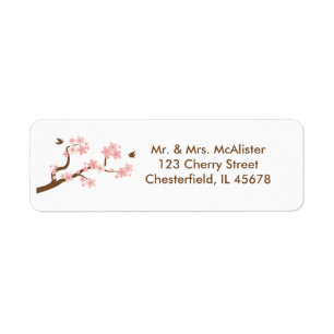 Cherry Blossoms on white address label Return Address Label