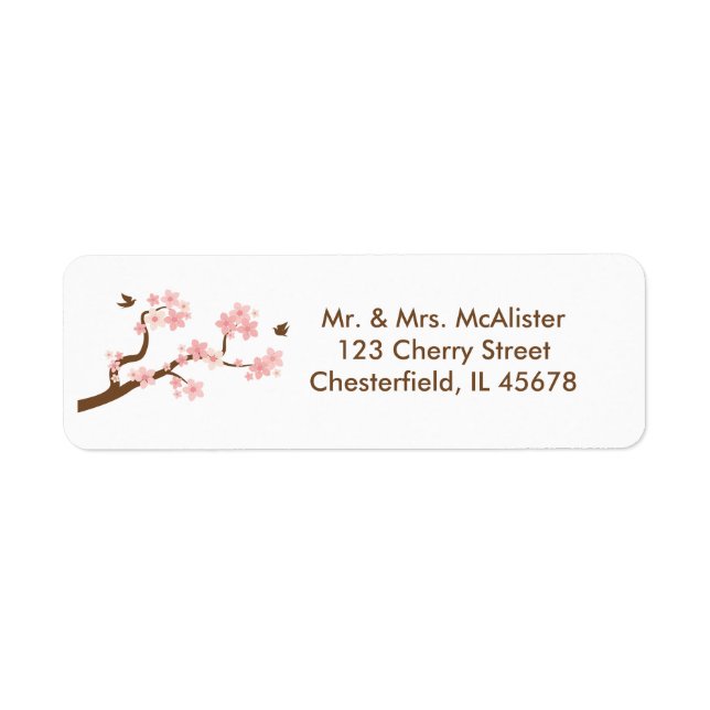 Cherry Blossoms on white address label Return Address Label (Front)