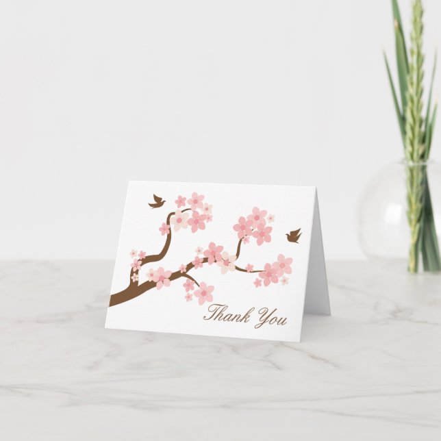 Cherry Blossoms on white Thank You Card (Front)