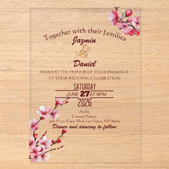 Cherry Blossoms Pastel Clear Pink  Invitation (Front)