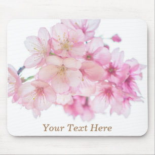 Cherry Blossoms Pink and White Personalised Mouse Pad