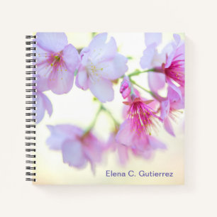 Cherry Blossoms Pink and White Personalised Notebook