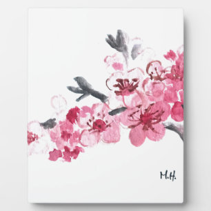 Cherry blossoms pink flowers plaque