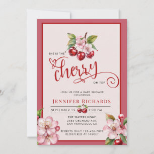 Cherry Blossoms   Pink Girl Baby Shower Invitation