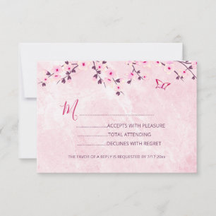 Cherry Blossoms Pink Girl Baby Shower RSVP