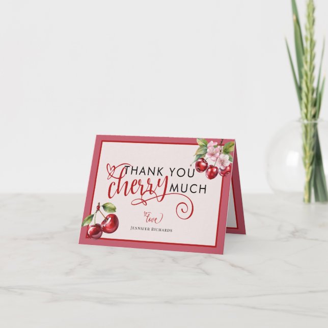  Cherry Blossoms | Pink Girl Baby Shower Thank You Card (Front)