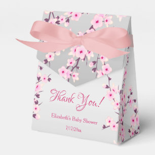 Cherry Blossoms Pink Grey Thank You Favour Box