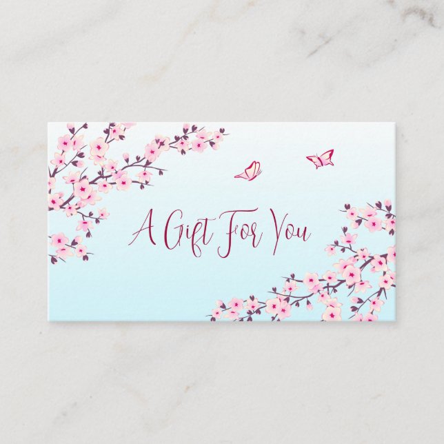 Cherry Blossoms Pink Turquoise Gift Card (Front)