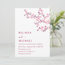 Cherry Blossoms Pink White Casual Wedding