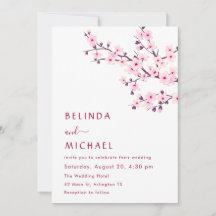 Cherry Blossoms Pink White Casual Wedding