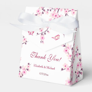 Cherry Blossoms Pink White Customisable  Favour Box