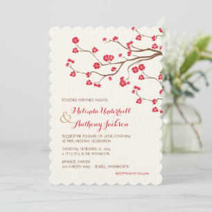 Cherry Blossoms Red Invitation